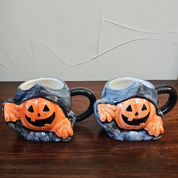 NEW 2 ceramic Jack-o'-lantern Halloween mugs Lewis mug Hyde and Eek Target - Picture 10 of 13